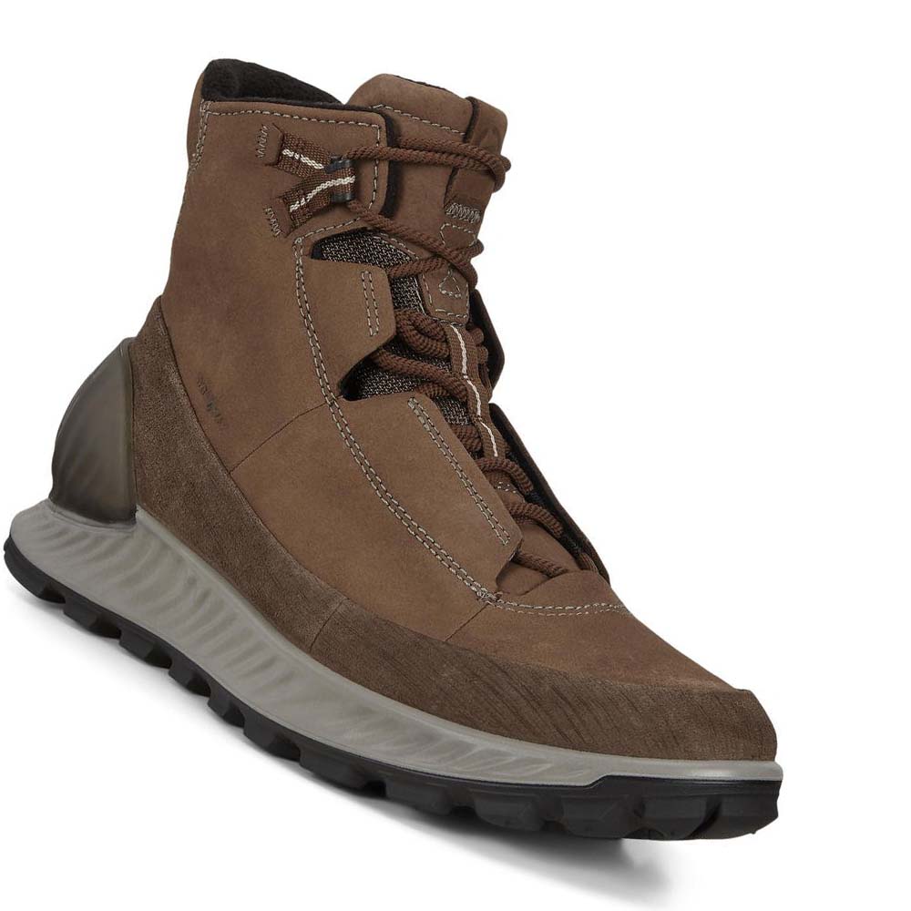 Men's Ecco Exostrike Mid Outdoor Boots Coffee / Brown | USA 441FDN